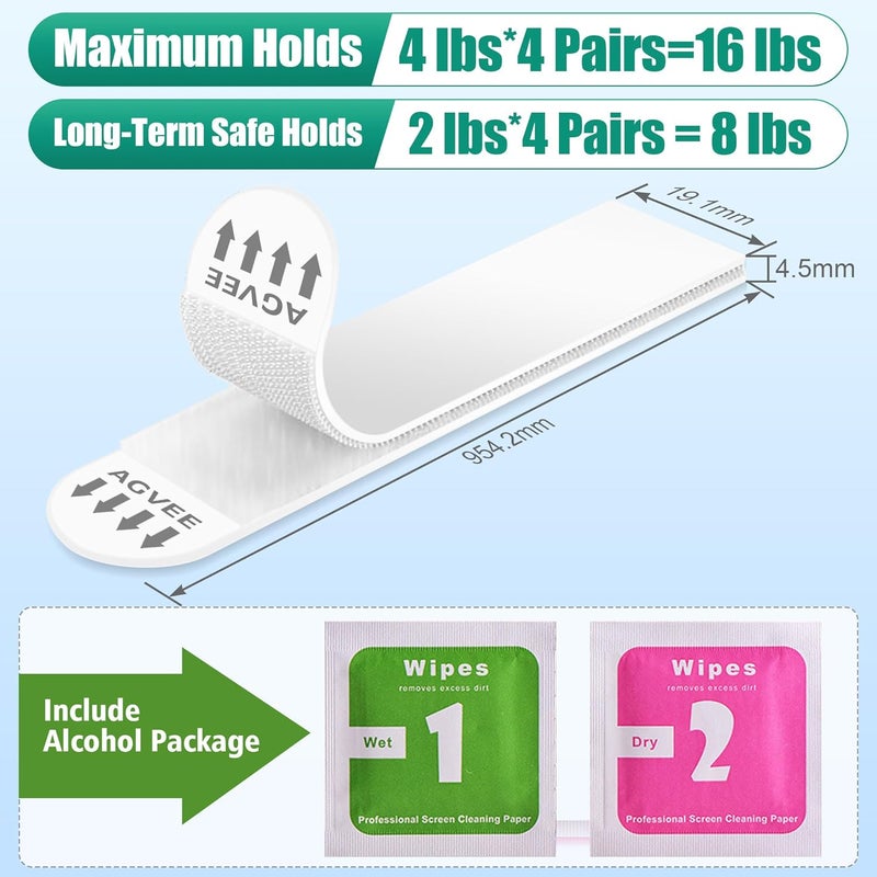 AGVEE 24 Pairs Heavy Duty Picture Hanging Strips, Damage Free Removable Hooks & Loops with Adhesive, Sticky Poster Photo Frame Hangers Kit Without Nails Tools for Wall Mount Decoration, White - Image 2